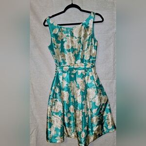 Jessica Howard Teal and Cream Floral Midi Dress